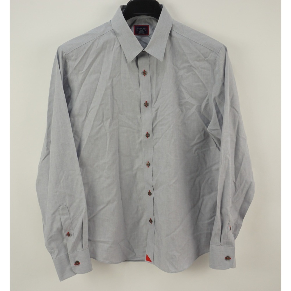 UNTUCKit Rubican Wrinkle Free Men Large Long Sleeve Woven Cotton Button Up Shirt